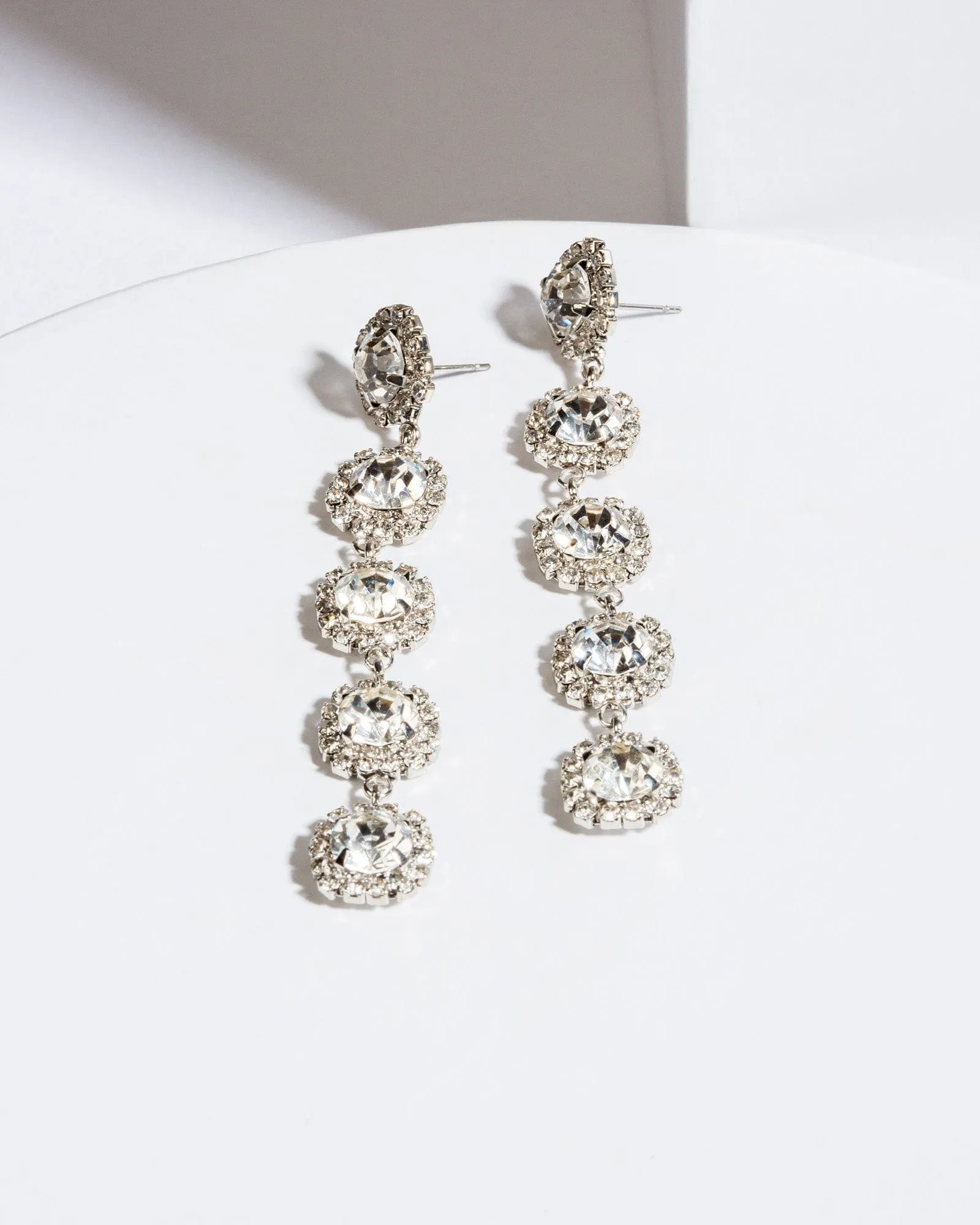 Crystal Rhodium Drop Earrings sold by Collete Hayman