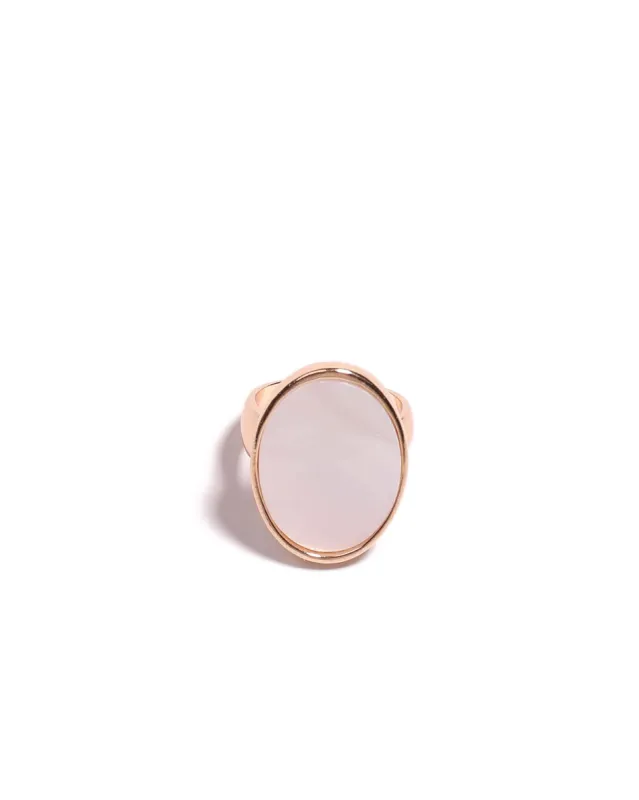 Ivory Gold Tone Oval Stone Cocktail Ring - Large sold by Collete Hayman