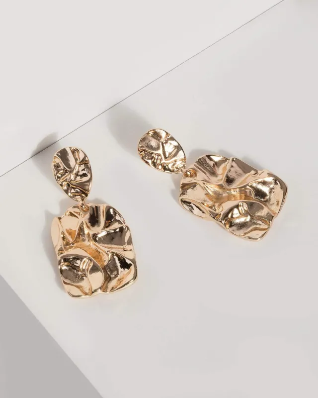 Gold Organic Drop Earrings sold by Collete Hayman