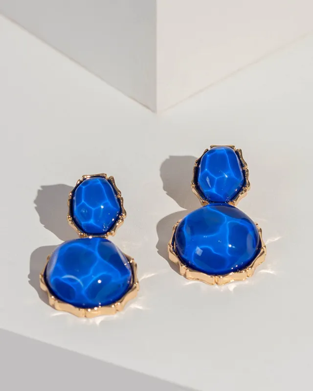 Blue Organic Shape Resin Drop Earrings sold by Collete Hayman