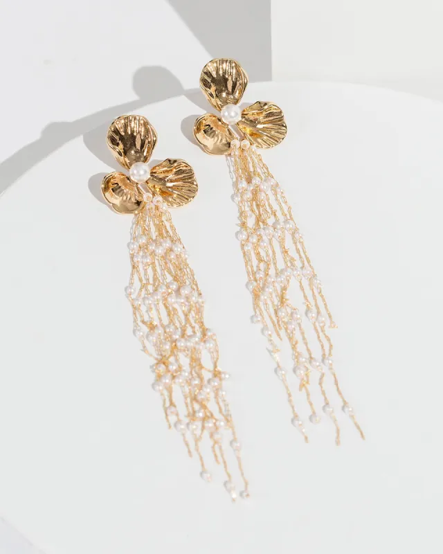 White Flower Tassel Earrings sold by Collete Hayman