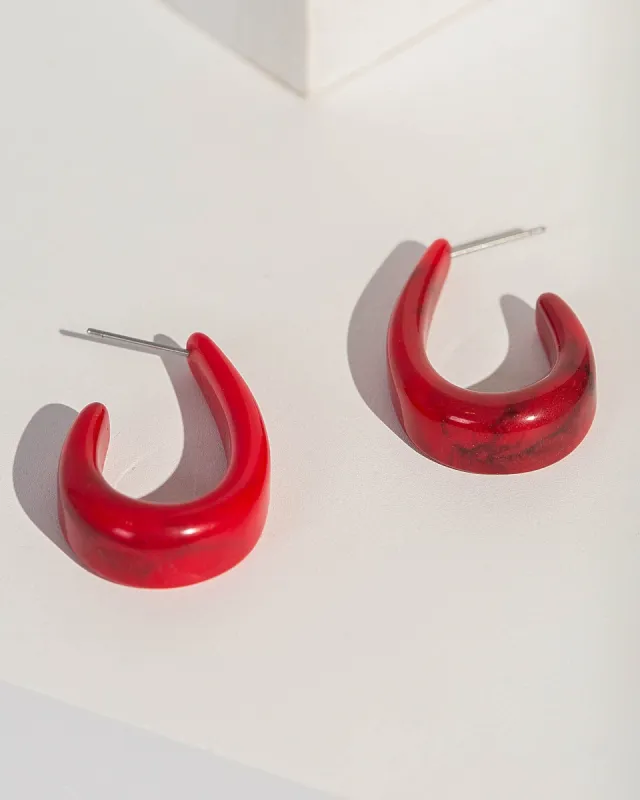 Red Acrylic Hoop Earrings sold by Collete Hayman