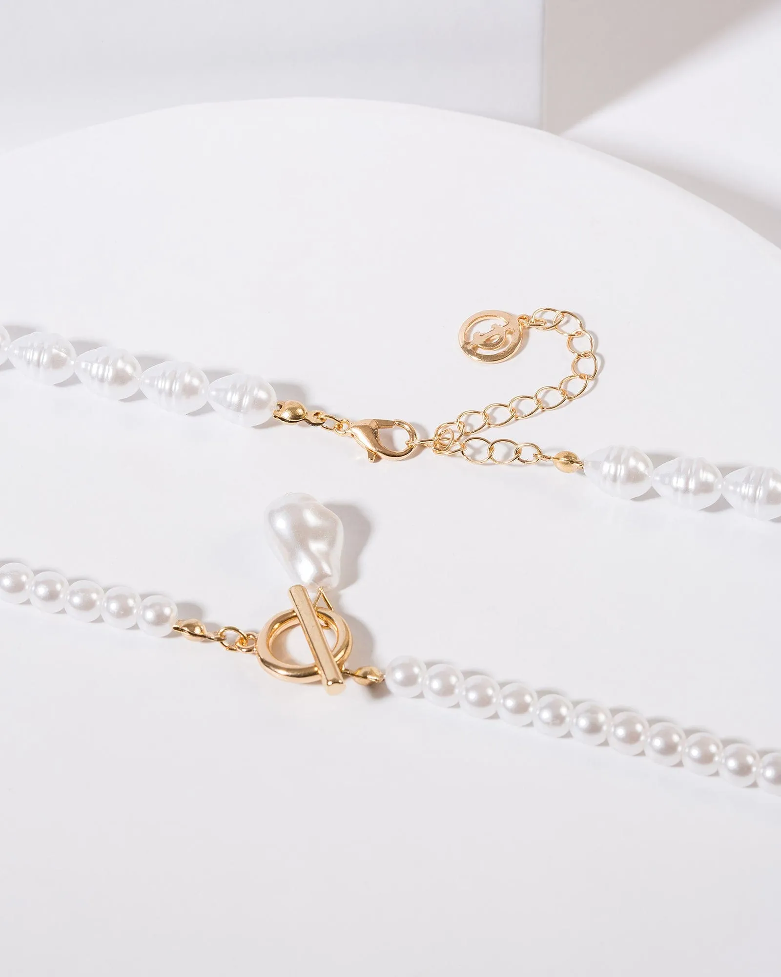 White Pearl Beads Layered Necklace sold by Collete Hayman product image thumbnail 2