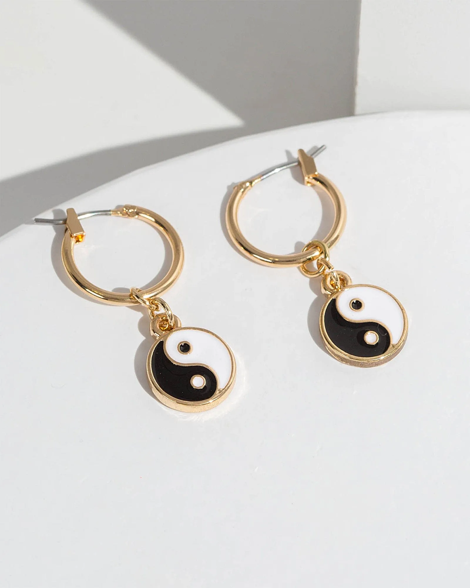 Black Yin Yang Hoop Earrings sold by Collete Hayman