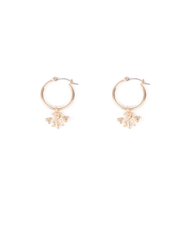 Gold Tone Bumble Bee Hoop Earrings sold by Collete Hayman