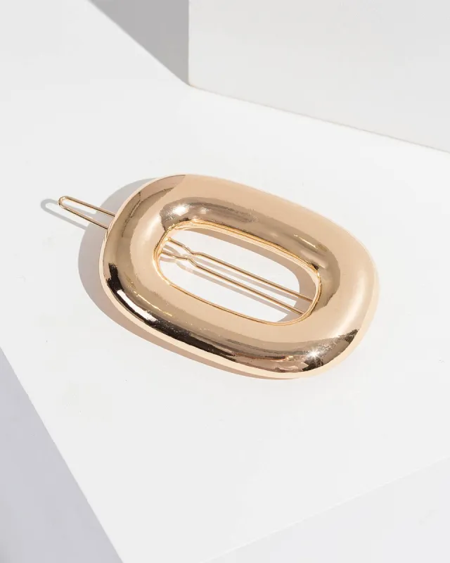 Gold Open Circle Metal Barrette Clip sold by Collete Hayman