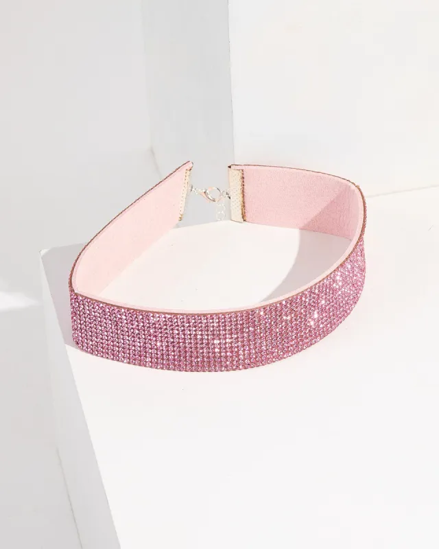 Pink Crystal Material Choker Necklace sold by Collete Hayman