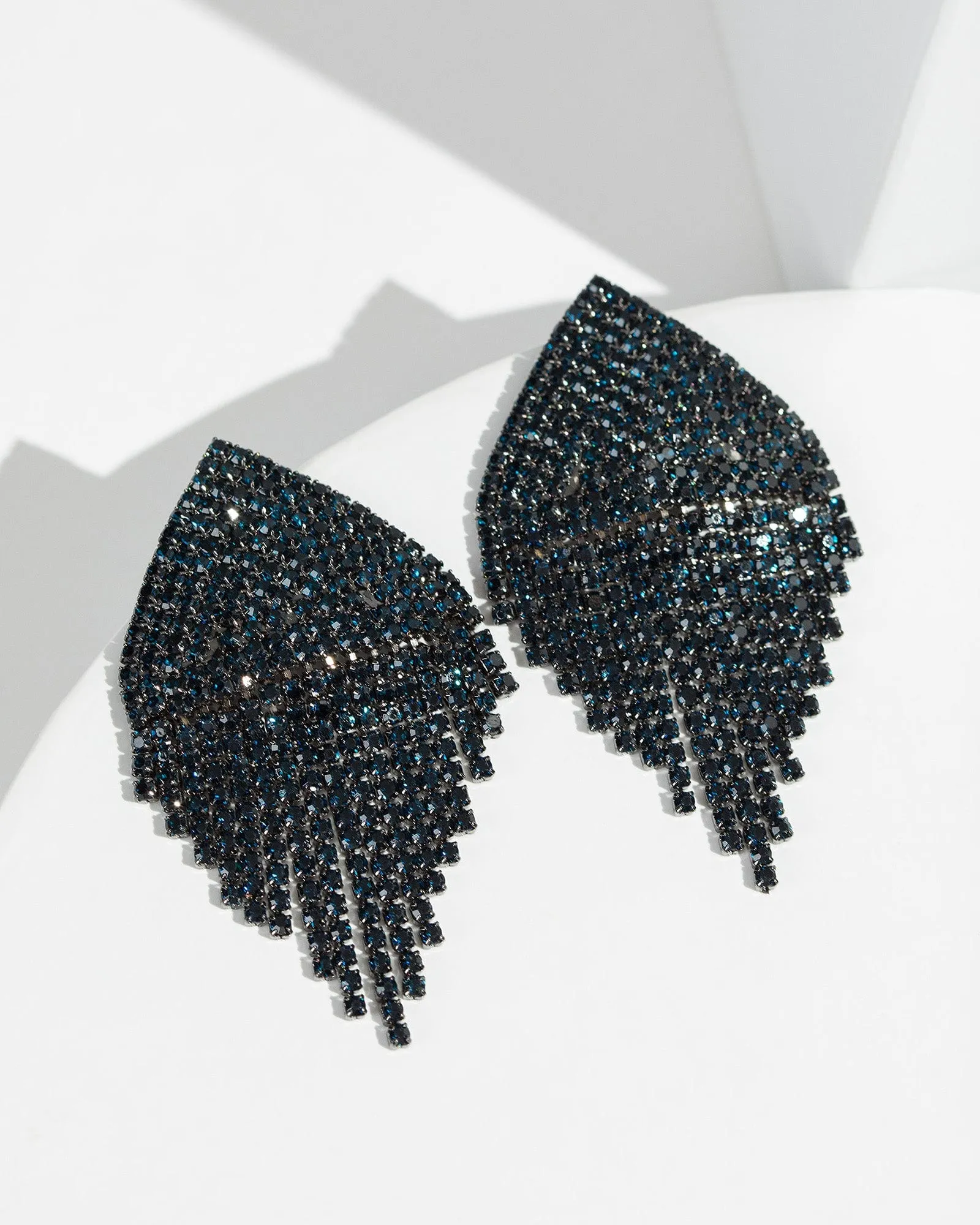 Black Crystal Chain Fall Earrings sold by Collete Hayman