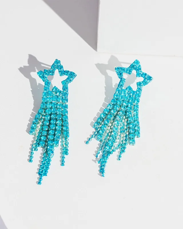 Blue Crystal Star Drop Earrings sold by Collete Hayman