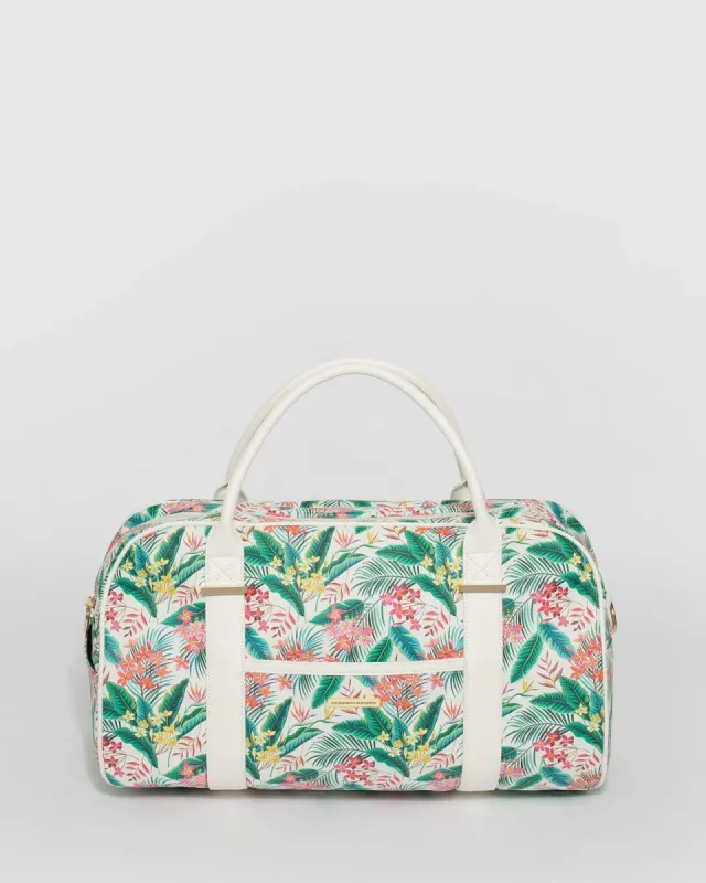 White Tropical Print Weekender sold by Collete Hayman