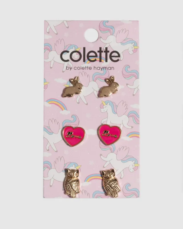Gold Love Multi Stud Earrings sold by Collete Hayman