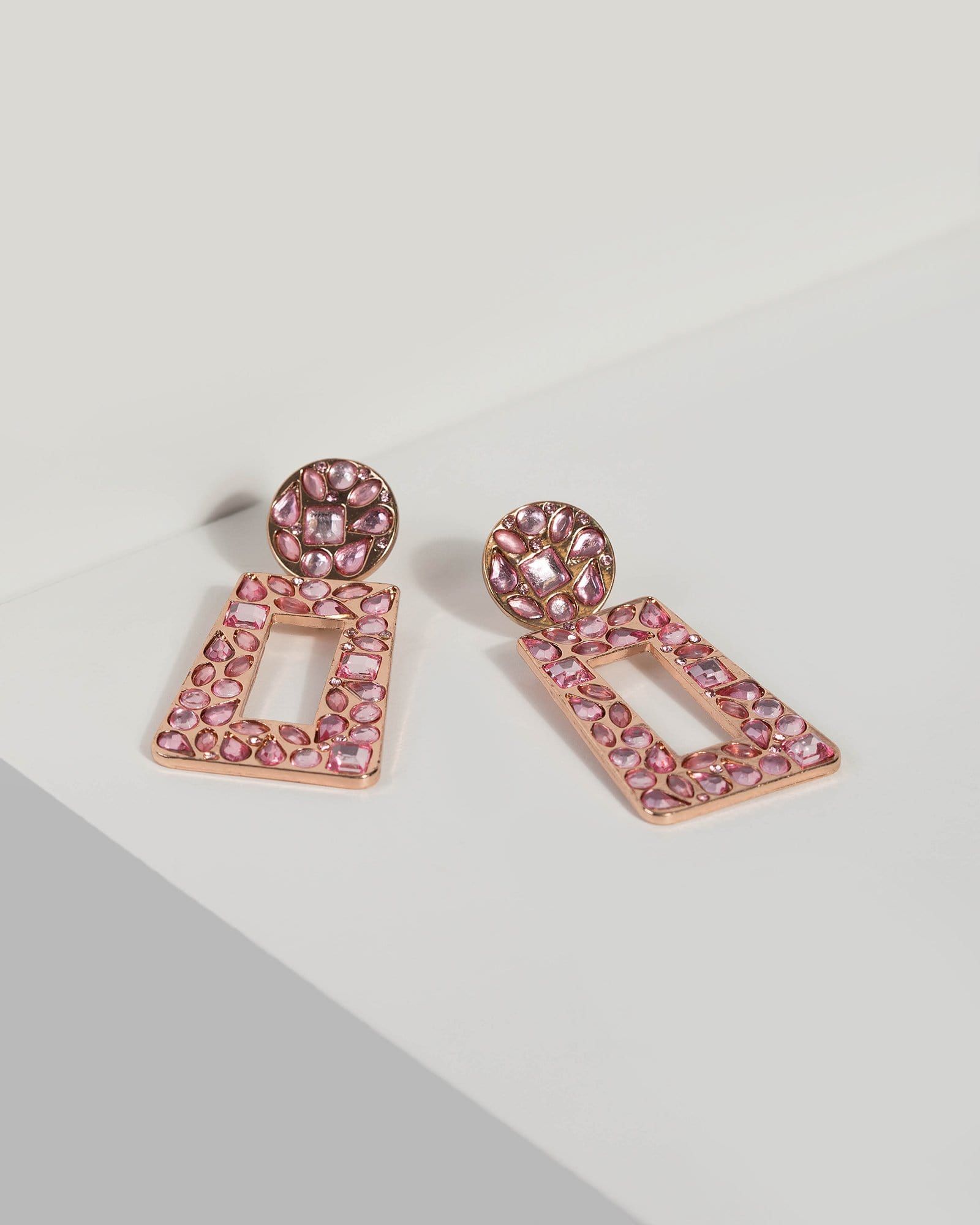 Pink Textured Rectangle Drop Earrings sold by Collete Hayman