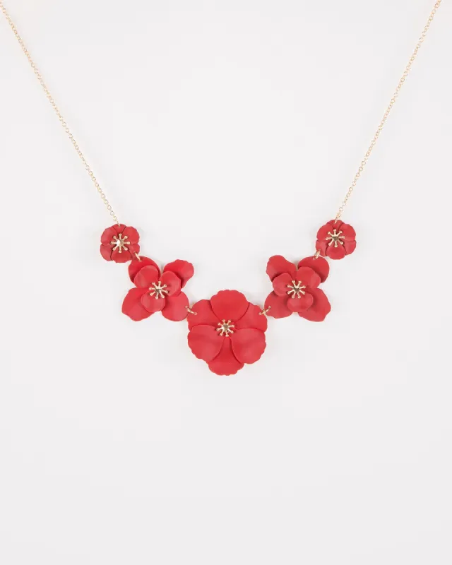Red Statement Flower Necklace sold by Collete Hayman