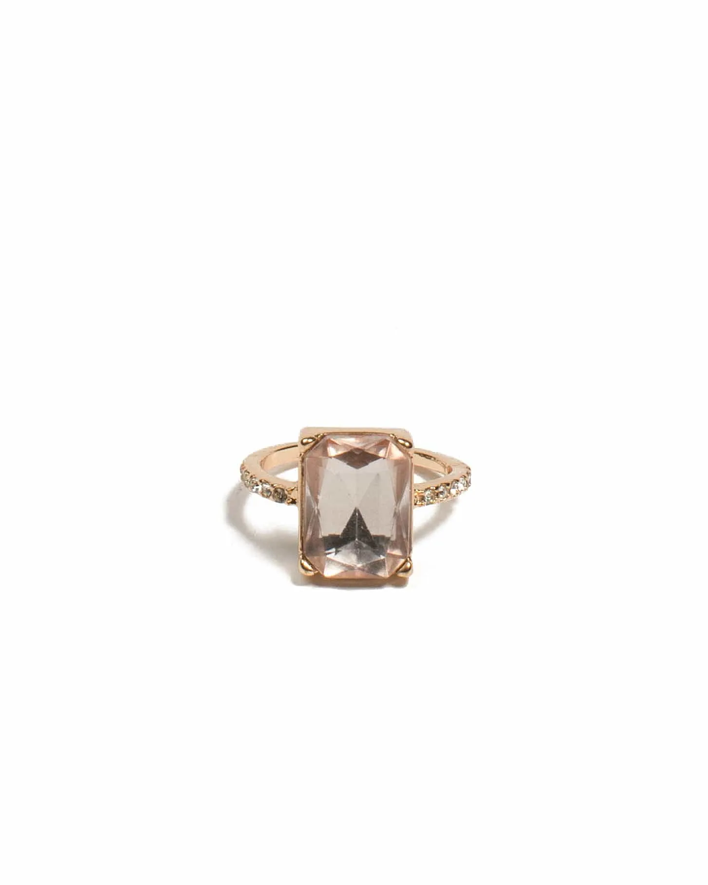 Pink Gold Tone Rectangle Stone Pave Band Ring - Medium sold by Collete Hayman