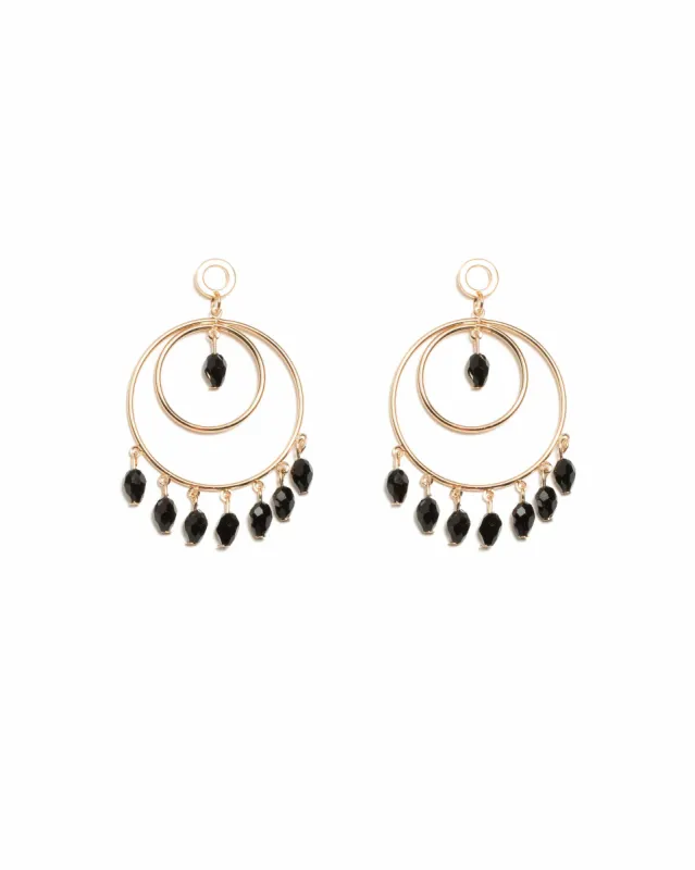 Black Gold Tone Ring Beaded Drop Earrings sold by Collete Hayman