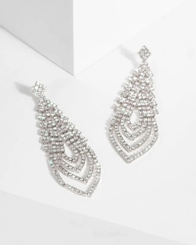 Crystal Dia Cup Chain Layered Drop Earrings sold by Collete Hayman