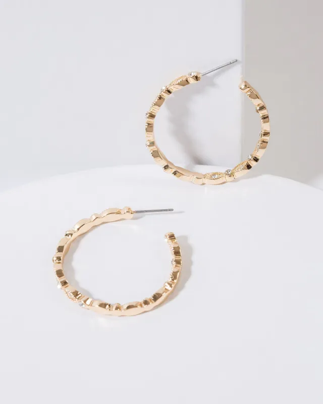 Gold Crystal Big Hoop Earrings sold by Collete Hayman