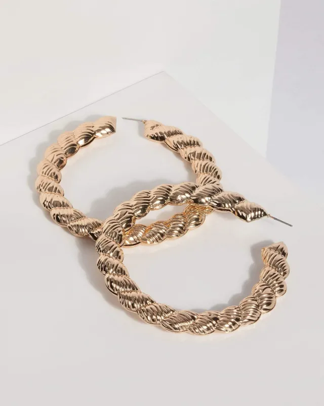 Gold Rope Oversize Metal Earrings sold by Collete Hayman