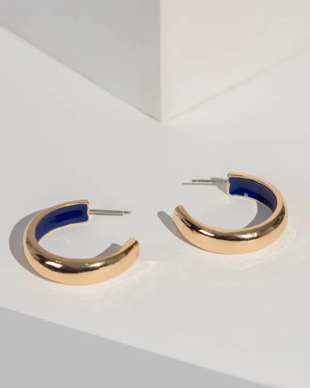 Blue Enamel Lined Hoop Earrings sold by Collete Hayman