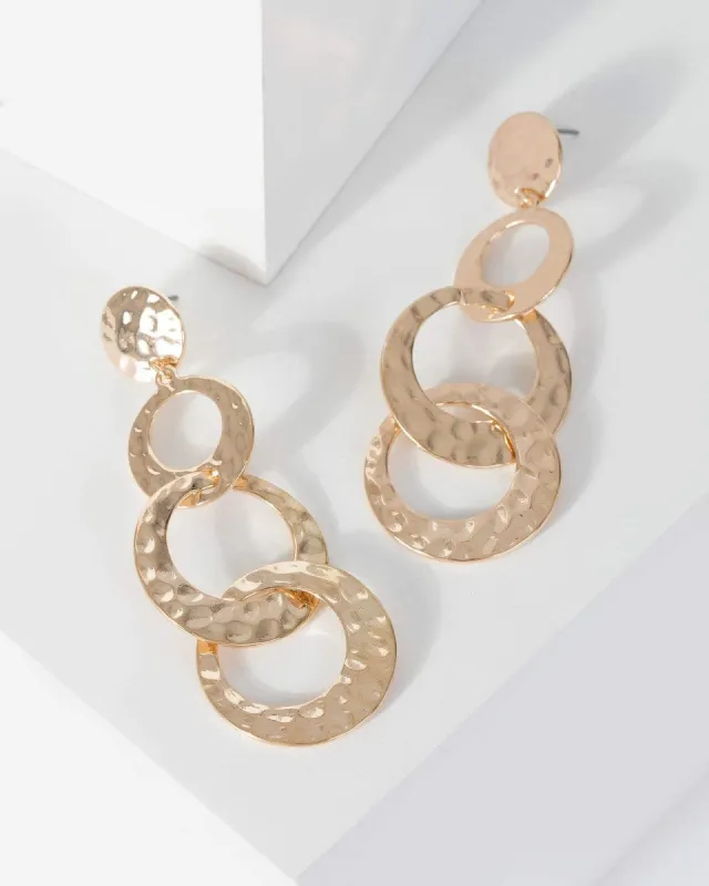 Gold Multi Layer Open Link Chain Earrings sold by Collete Hayman