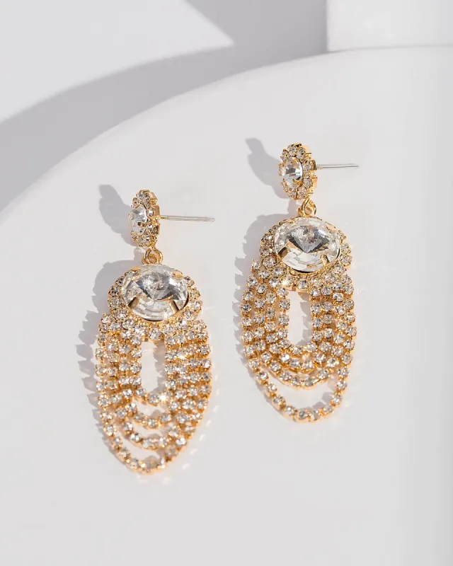 Gold Double Crystal Layer Earrings sold by Collete Hayman