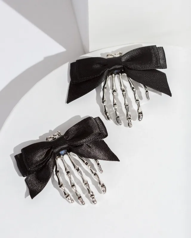 Silver Skeleton Hand Hair Slide Pack made by Collete Hayman