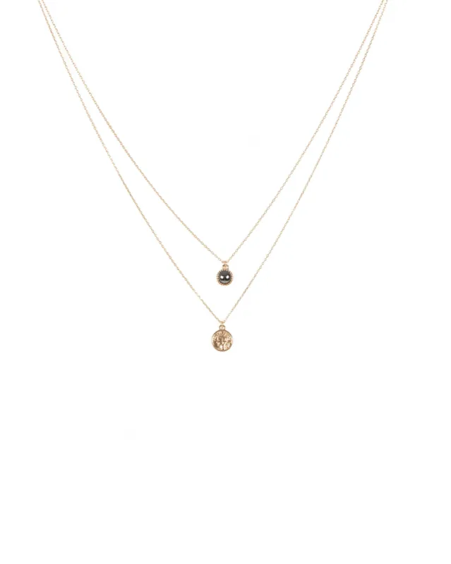 Gunmetal Gold Tone Coin Fine Layered Necklace sold by Collete Hayman