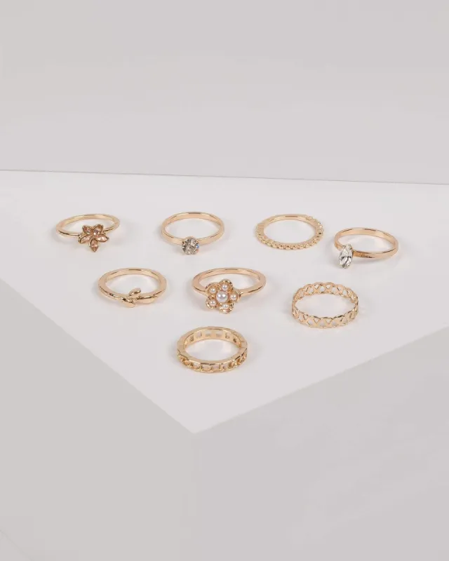 Gold Multi Flower Ring Set sold by Collete Hayman