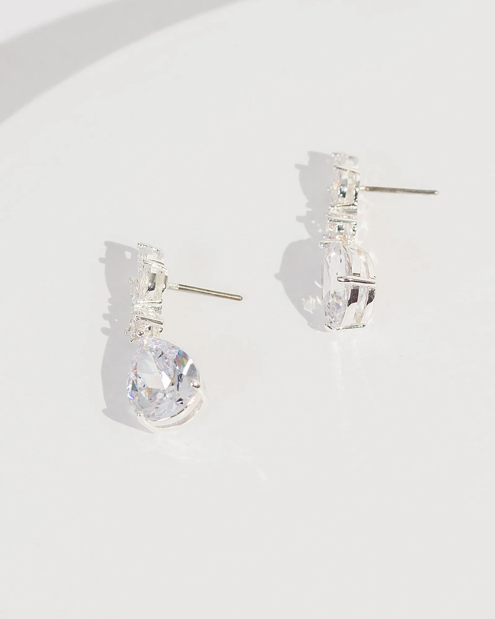 Silver Cubic Zirconia Cluster Pear Drop Earrings sold by Collete Hayman