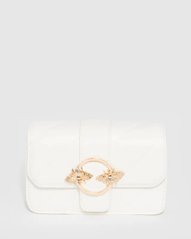 White Avril Quilt Crossbody Bag sold by Collete Hayman