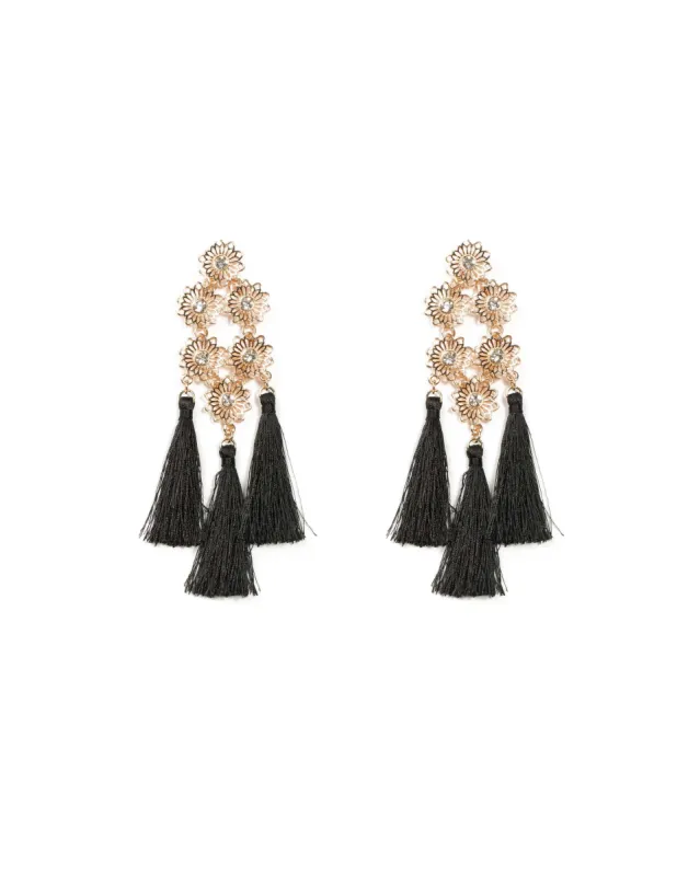 Flower Filigree Tassel Statement Earrings sold by Collete Hayman