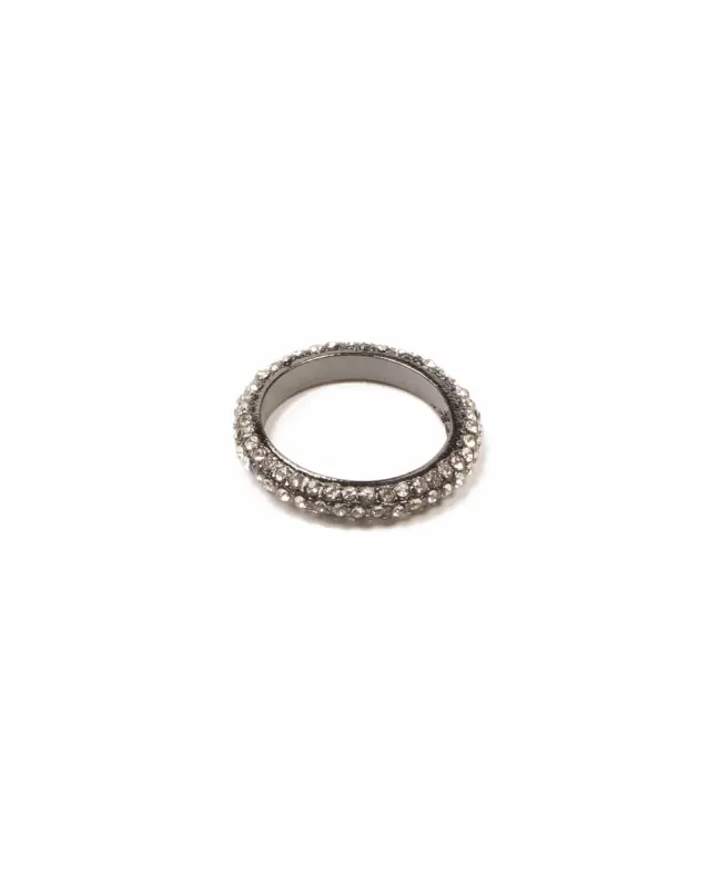 Crystal Gunmetal Tone Pave Wide Band Ring - Medium sold by Collete Hayman