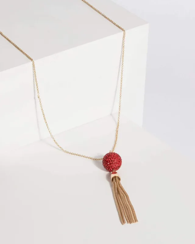 Gold Long Ball Tassel Necklace sold by Collete Hayman