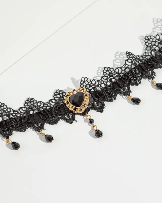 Black Lace Heart Choker Necklace sold by Collete Hayman
