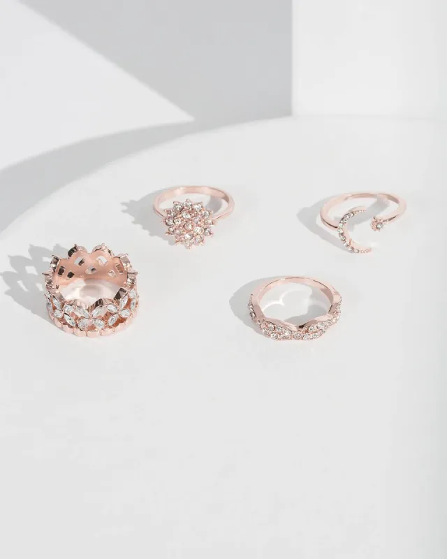 Rose Gold Crystal Moon Ring Pack sold by Collete Hayman