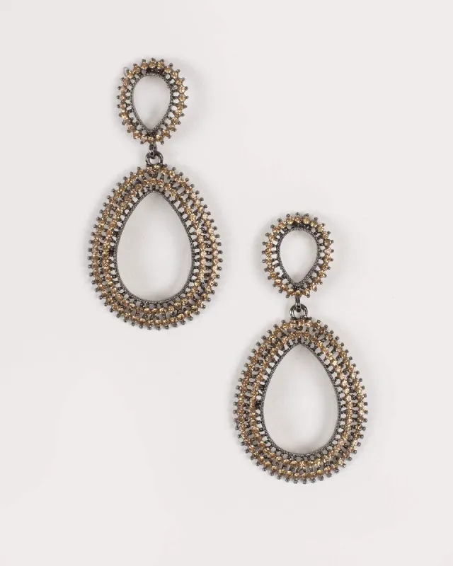 Multi Colour Double Diamante Teardrop Earrings sold by Collete Hayman