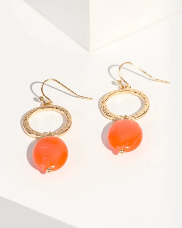 Orange Textured Loop Drop Earrings sold by Collete Hayman