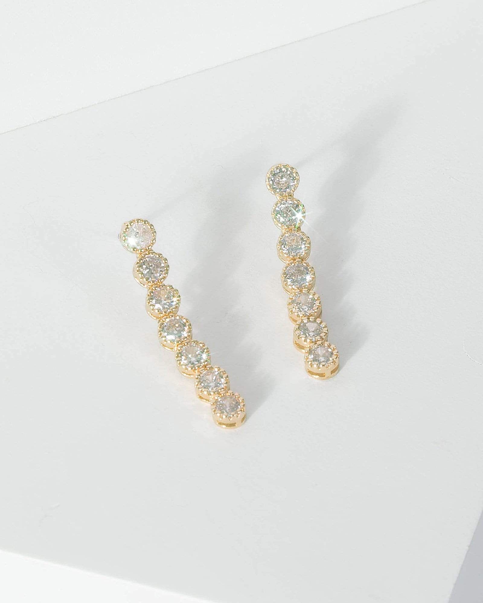 Gold Cubic Zirconia Multi Row Earrings sold by Collete Hayman product image thumbnail 2