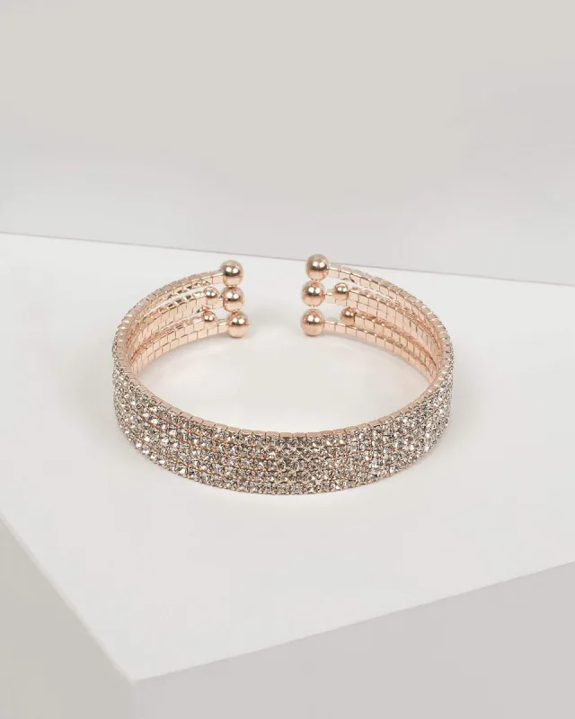 Rose Gold Diamante Layered Bangle sold by Collete Hayman