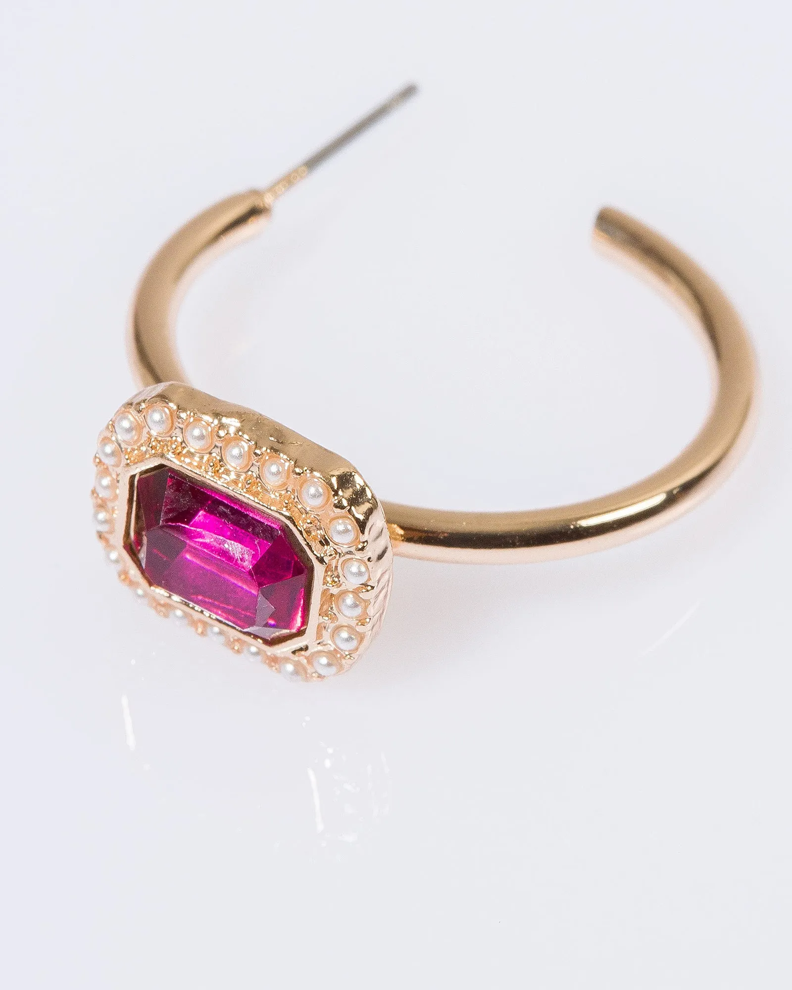 Pink Crystal Fine Hoop Earrings sold by Collete Hayman product image thumbnail 2