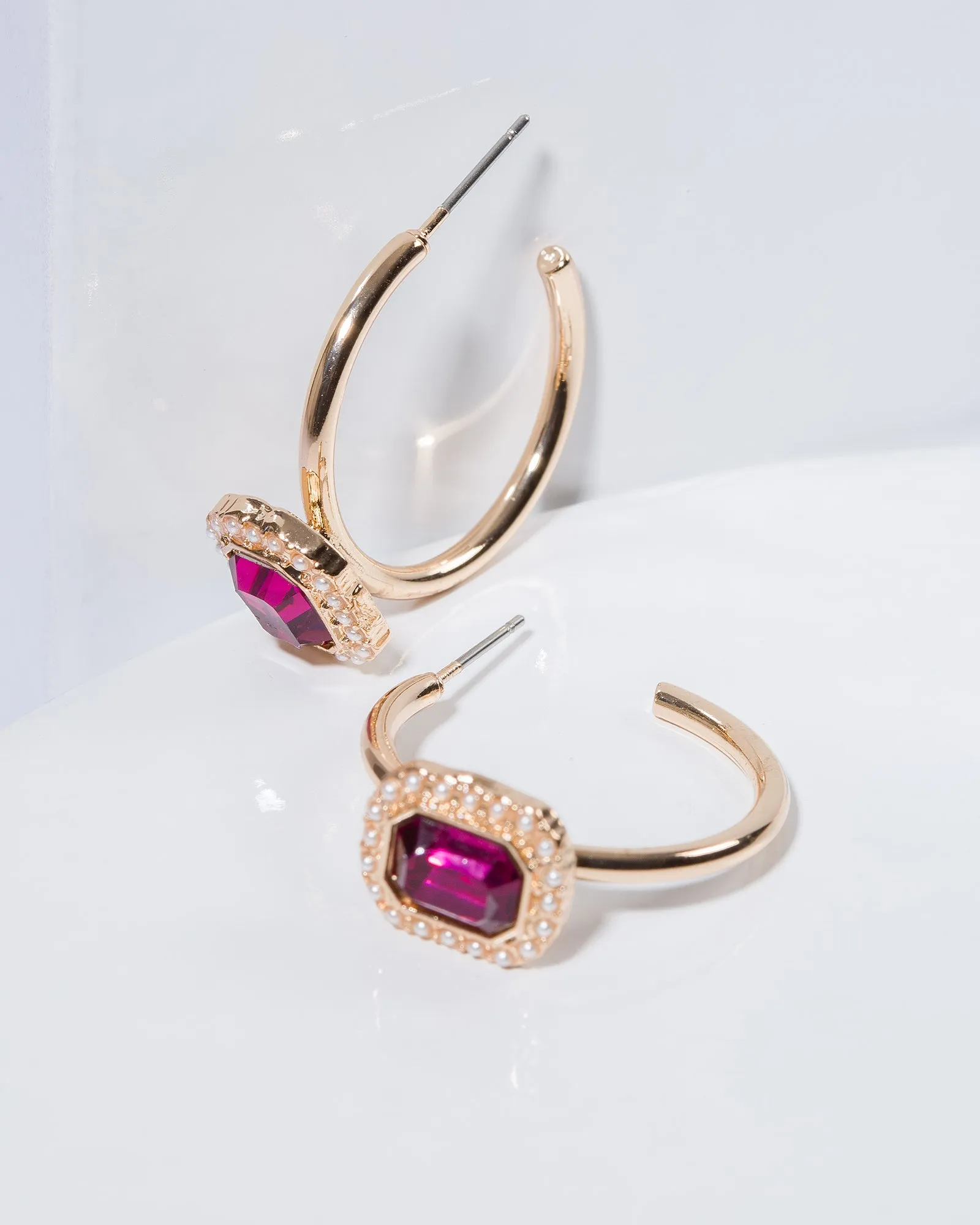 Pink Crystal Fine Hoop Earrings sold by Collete Hayman