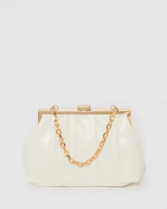 White Madison Frame Clutch Bag sold by Collete Hayman