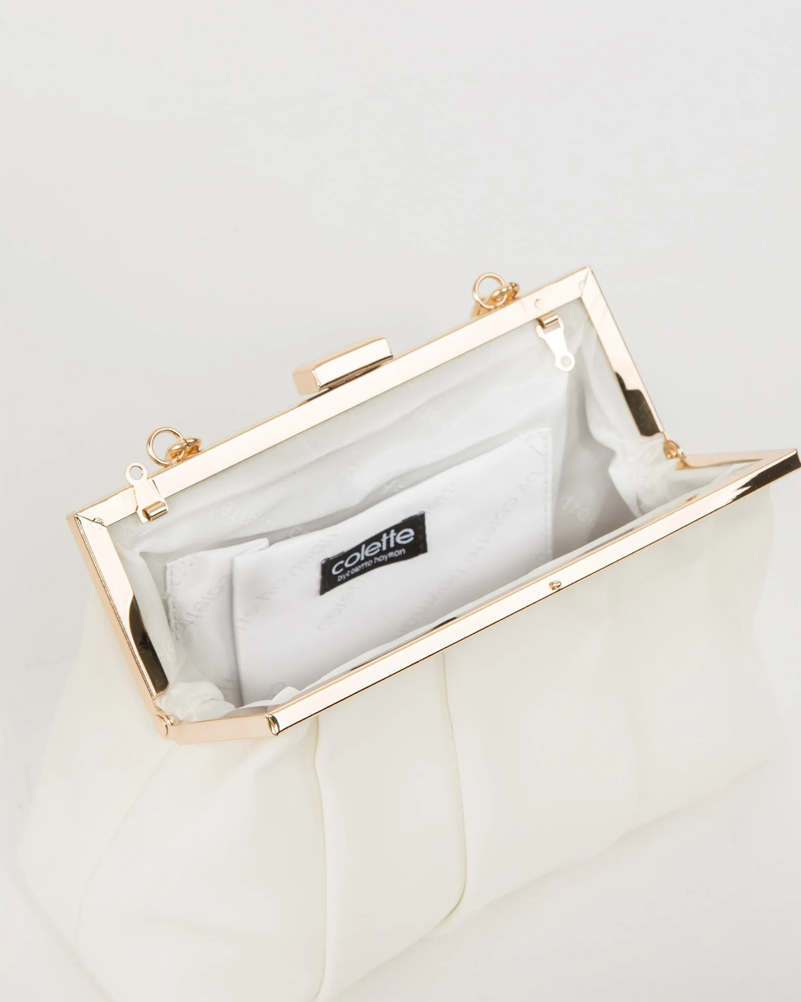 White Madison Frame Clutch Bag sold by Collete Hayman product image thumbnail 5