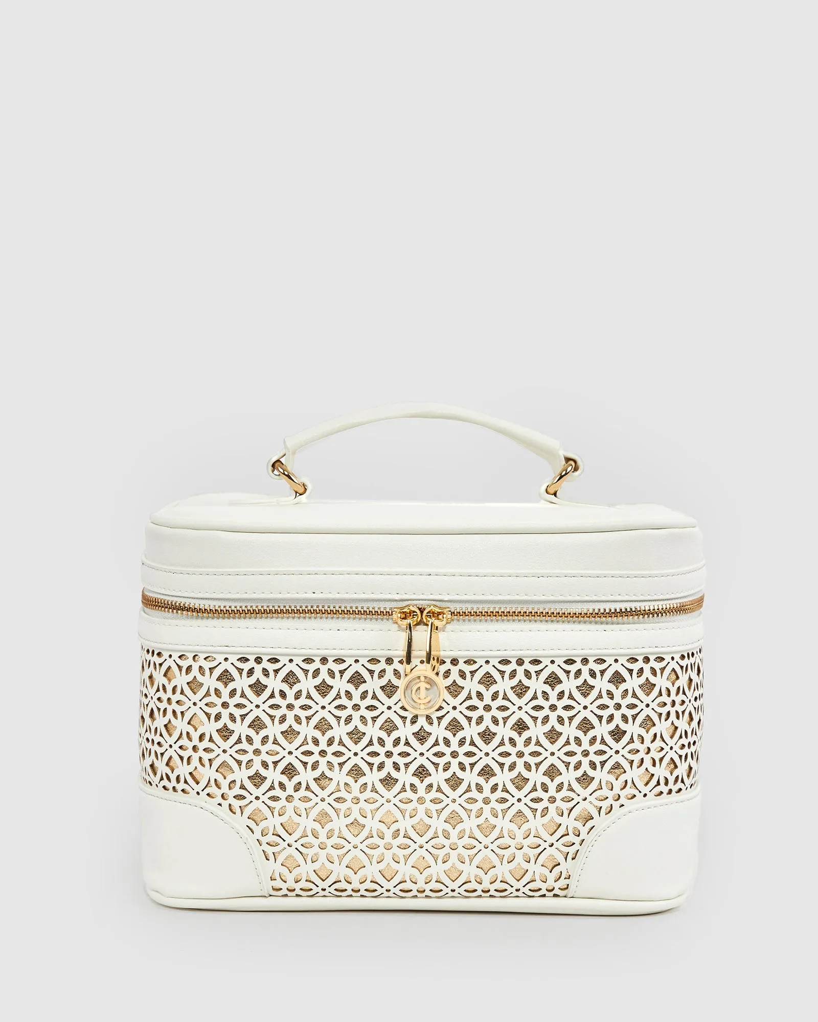 White Erina Lasercut Cosmetic Case Pack sold by Collete Hayman