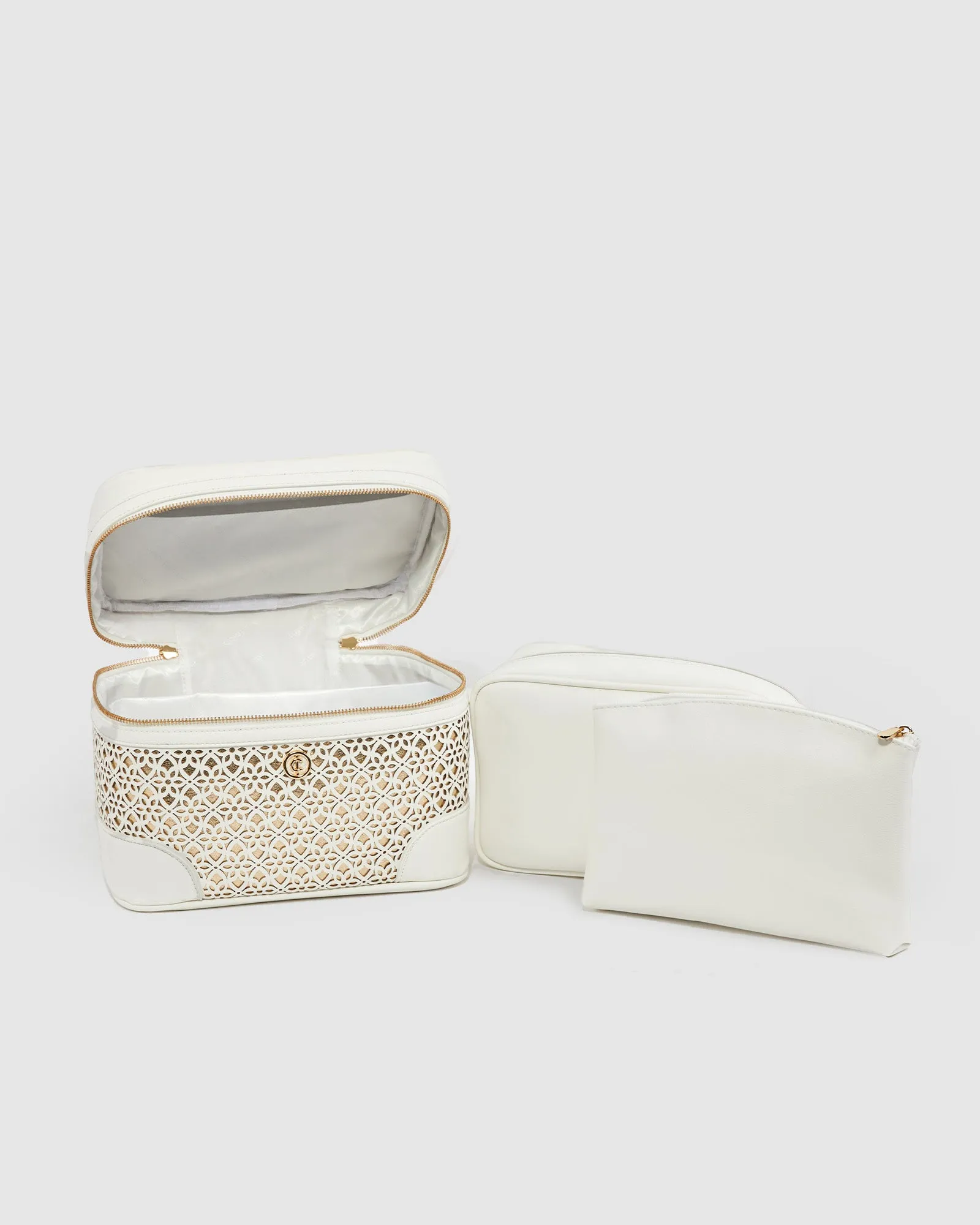 White Erina Lasercut Cosmetic Case Pack sold by Collete Hayman product image thumbnail 2
