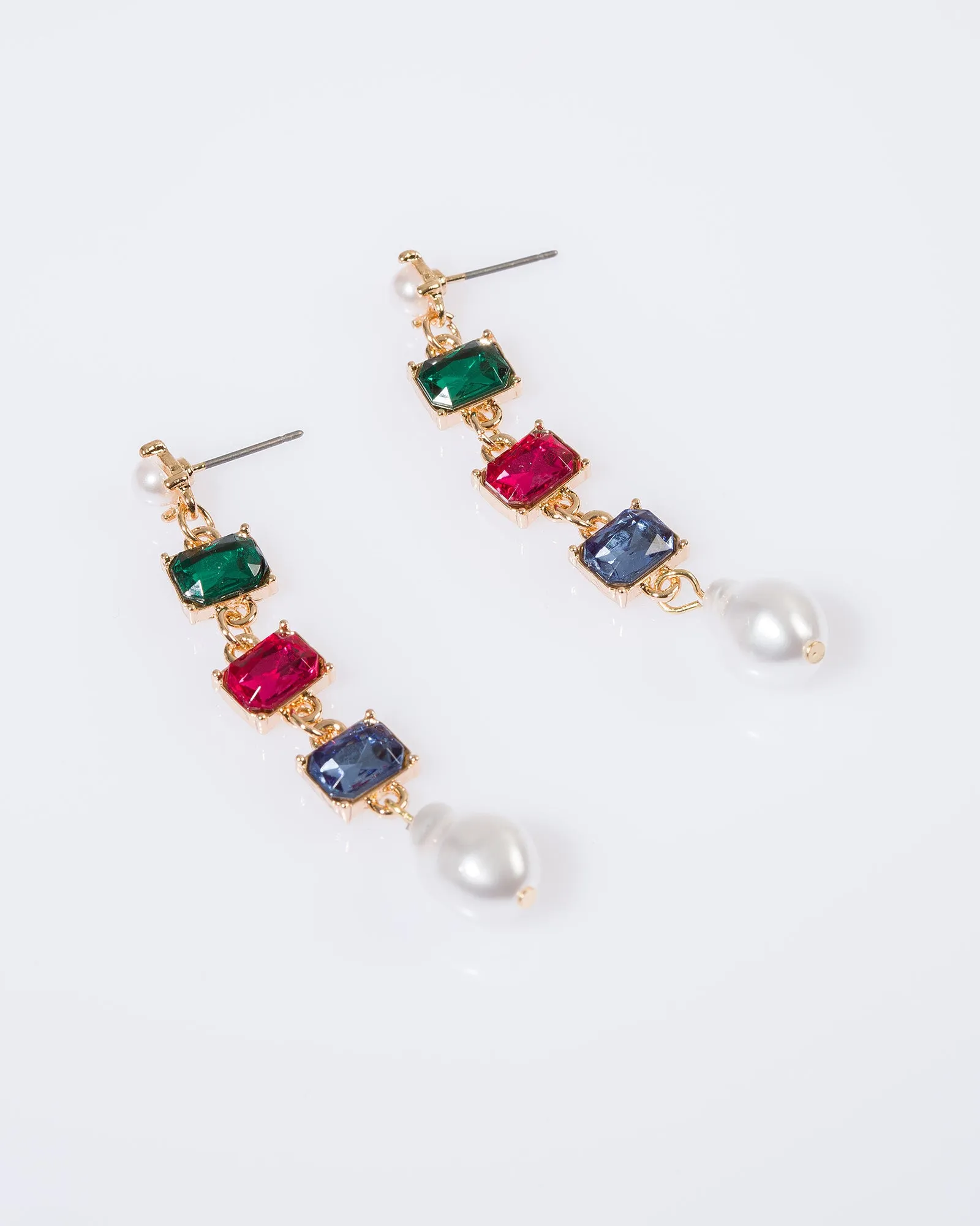 Multi Colour Fine Rectangle Drop Earrings sold by Collete Hayman