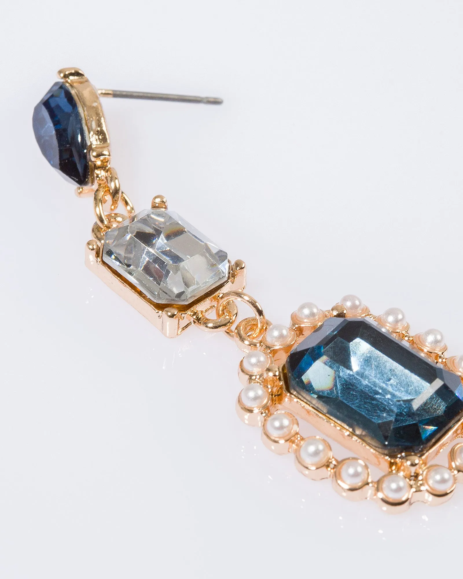 Blue Pearl Framed Drop Crystal Earrings sold by Collete Hayman product image thumbnail 2