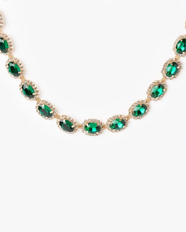 Emerald Framed Oval Crystal Choker Necklace sold by Collete Hayman