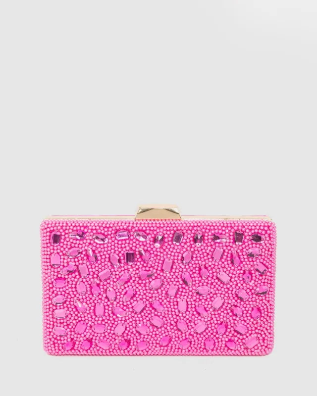 Pink Lienke Beaded Clutch Bag sold by Collete Hayman
