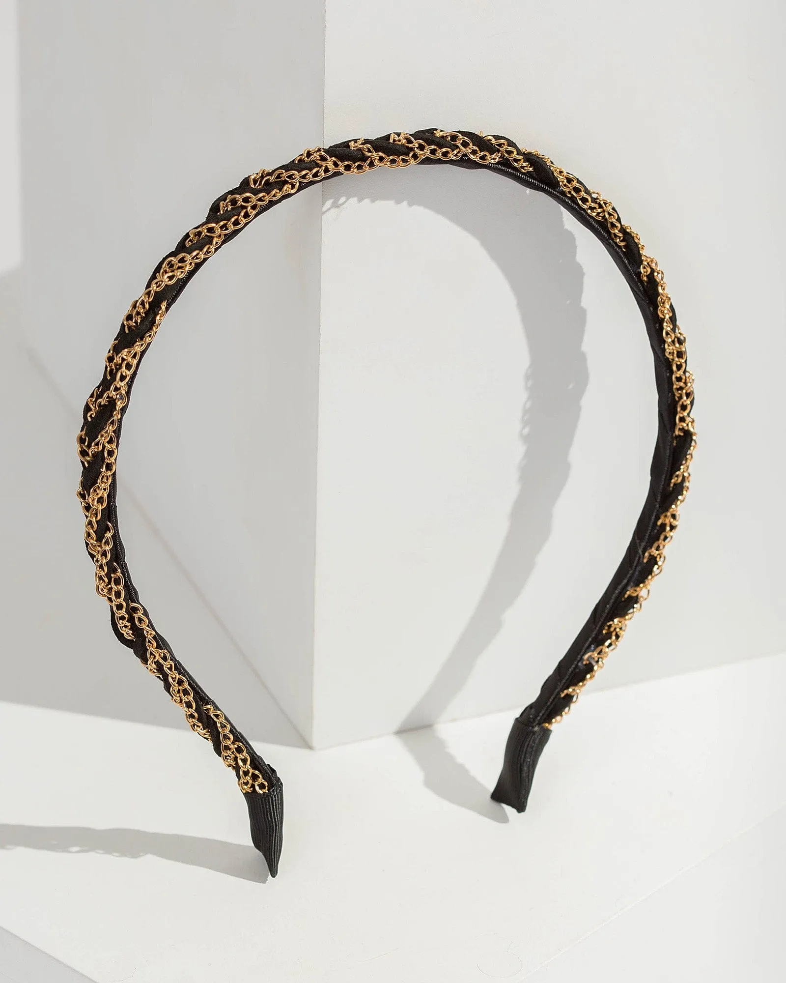 Black Thin Chain Rope Detail Headband sold by Collete Hayman